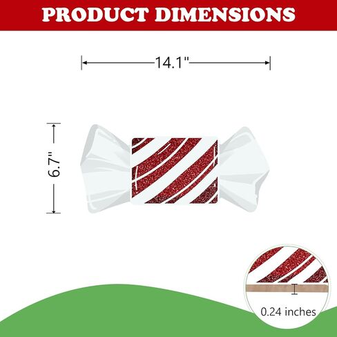 Christmas Red Square Peppermint Candy Front Door Sign, Xmas Glitter White Wrapper Wood Hanger Outdoor Outside Porch Home Decor, Winter Holiday Wooden Wreath Indoor Wall Hanging Decoration in Saudi Arabia