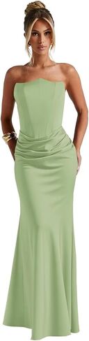 Satin Bridesmaid Dresses for Women 2025 Strapless Long Formal Wedding Party Gown in Saudi Arabia