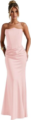Satin Bridesmaid Dresses for Women 2025 Strapless Long Formal Wedding Party Gown in Saudi Arabia