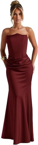 Satin Bridesmaid Dresses for Women 2025 Strapless Long Formal Wedding Party Gown in Saudi Arabia
