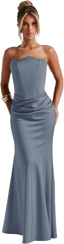 Satin Bridesmaid Dresses for Women 2025 Strapless Long Formal Wedding Party Gown in Saudi Arabia