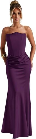 Satin Bridesmaid Dresses for Women 2025 Strapless Long Formal Wedding Party Gown in Saudi Arabia