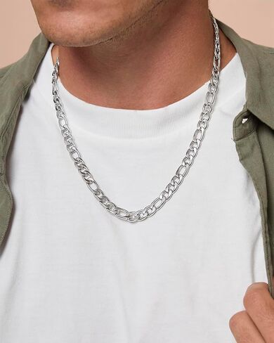 مجموعة سلسلة وسوار فيجارو مقاس 22 بوصة من Lucky Brand للرجال، طقم مجوهرات رجالي من الفولاذ المقاوم للصدأ، طقم قلادة وسوار in Saudi Arabia