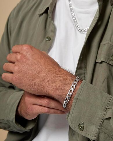 مجموعة سلسلة وسوار فيجارو مقاس 22 بوصة من Lucky Brand للرجال، طقم مجوهرات رجالي من الفولاذ المقاوم للصدأ، طقم قلادة وسوار in Saudi Arabia