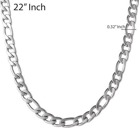 مجموعة سلسلة وسوار فيجارو مقاس 22 بوصة من Lucky Brand للرجال، طقم مجوهرات رجالي من الفولاذ المقاوم للصدأ، طقم قلادة وسوار in Saudi Arabia