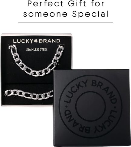 مجموعة سلسلة وسوار فيجارو مقاس 22 بوصة من Lucky Brand للرجال، طقم مجوهرات رجالي من الفولاذ المقاوم للصدأ، طقم قلادة وسوار in Saudi Arabia