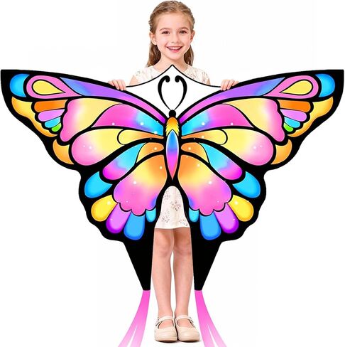 Simxkai Butterfly Kite for Kids & Adults, Easy to Fly Blue Big Kite for Beginners, Line Handle Included (1Pack 2Pack) in Kuwait