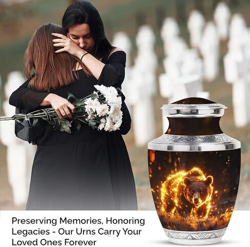 Bear Urn - Adult Cremation Urn for Men & Women - 10 inch, Multicolor, Bear Meadow Pattern, Indoor Use, Large Size in Saudi Arabia