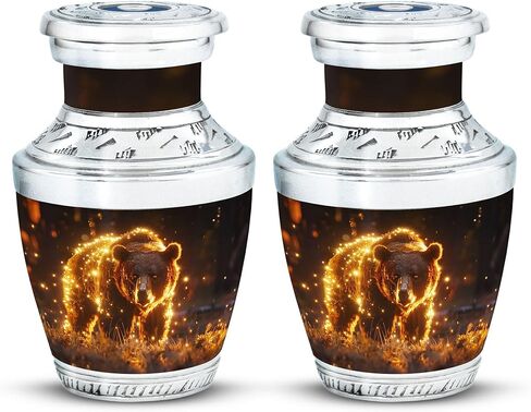 Bear Urn - Adult Cremation Urn for Men & Women - 10 inch, Multicolor, Bear Meadow Pattern, Indoor Use, Large Size in Saudi Arabia