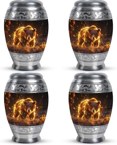 Bear Urn - Adult Cremation Urn for Men & Women - 10 inch, Multicolor, Bear Meadow Pattern, Indoor Use, Large Size in Saudi Arabia