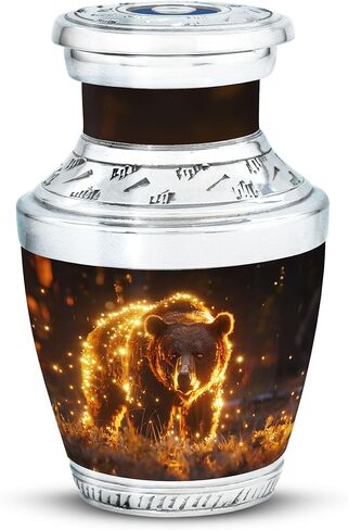 Bear Urn - Adult Cremation Urn for Men & Women - 10 inch, Multicolor, Bear Meadow Pattern, Indoor Use, Large Size in Saudi Arabia