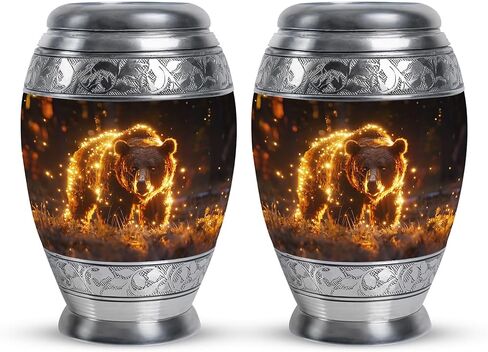Bear Urn - Adult Cremation Urn for Men & Women - 10 inch, Multicolor, Bear Meadow Pattern, Indoor Use, Large Size in Saudi Arabia