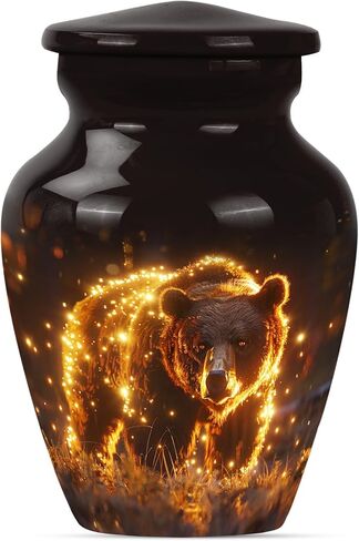 Bear Urn - Adult Cremation Urn for Men & Women - 10 inch, Multicolor, Bear Meadow Pattern, Indoor Use, Large Size in Saudi Arabia