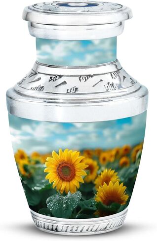 Sunflower Twilight - Cremation Urn for Adult Men & Women - Large with Velvet Bag - Urn for Human Ashes for Adult Male & Female - Memorial for Human Remains Mom & Dad - Funeral Decorative Urns in Saudi Arabia