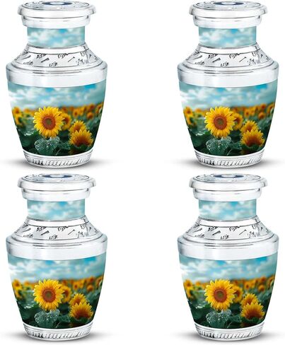 Sunflower Twilight - Cremation Urn for Adult Men & Women - Large with Velvet Bag - Urn for Human Ashes for Adult Male & Female - Memorial for Human Remains Mom & Dad - Funeral Decorative Urns in Saudi Arabia