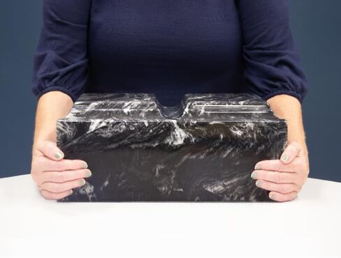 Navy Cultured Marble Cremation Urn for Two - Blue, Companion Sized for Human Ashes, Ground Burial, Funeral Home Memorial in Saudi Arabia