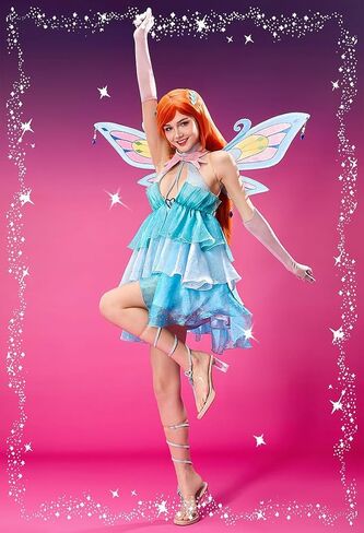 Micotaku Winx Club Enchantix Women's Bloom Cosplay Costume with Wings in Saudi Arabia