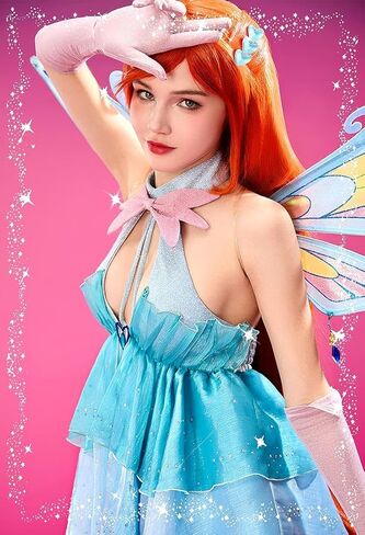 Micotaku Winx Club Enchantix Women's Bloom Cosplay Costume with Wings in Saudi Arabia