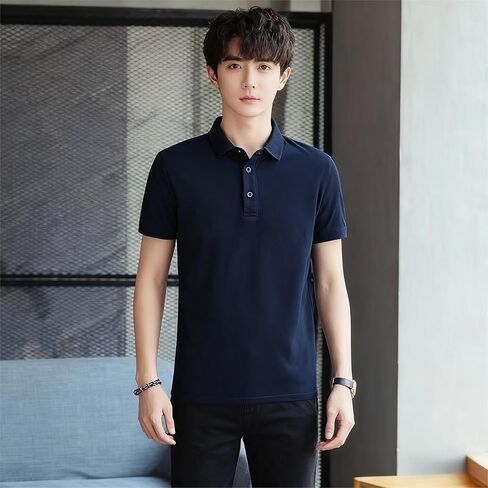 Men's Short Sleeve Polo Shirt, Classic Button-Down Collar T-Shirt, Casual Business Polo for Daily Wear, Outdoor Activities in Saudi Arabia