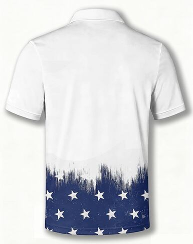 American Flag Polo Shirt, Patriotic Design, Red White Blue Stars Pattern, Short Sleeve Golf Shirt in Saudi Arabia