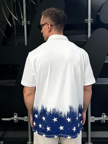 American Flag Polo Shirt, Patriotic Design, Red White Blue Stars Pattern, Short Sleeve Golf Shirt in Saudi Arabia