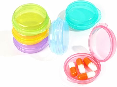 6 PCS Portable Mini Travel Pill Organizer, Small Pill Box, Transparent Round Container Storage Box for Outdoor Traveling in Saudi Arabia