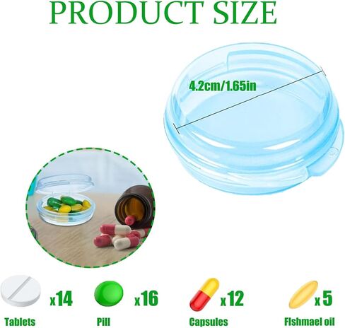 6 PCS Portable Mini Travel Pill Organizer, Small Pill Box, Transparent Round Container Storage Box for Outdoor Traveling in Saudi Arabia