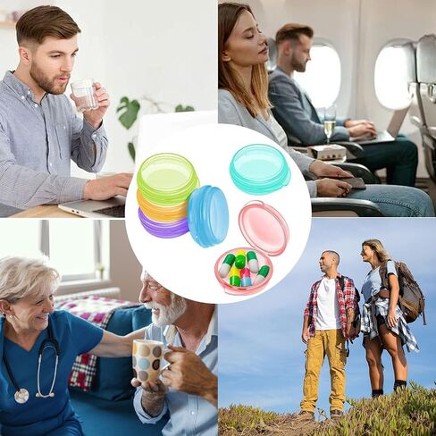 6 PCS Portable Mini Travel Pill Organizer, Small Pill Box, Transparent Round Container Storage Box for Outdoor Traveling in Saudi Arabia