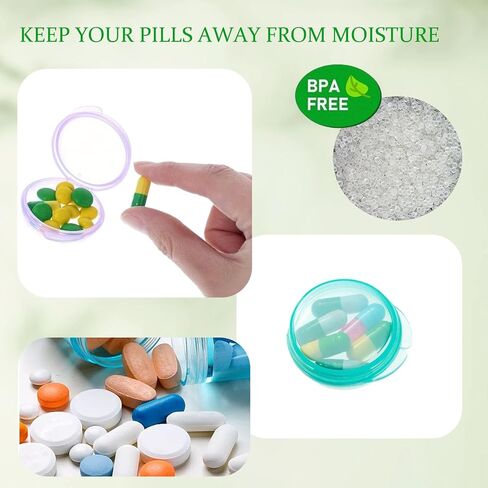 6 PCS Portable Mini Travel Pill Organizer, Small Pill Box, Transparent Round Container Storage Box for Outdoor Traveling in Saudi Arabia