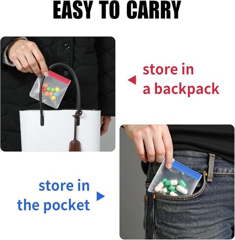 16 PCS Pill Pouch Bags 3 x 3 inch Reusable Zippered Pill Pouch with Slide Lock, 8 Colors Self Sealing Semi Transparent Medicine Bag for Small Item Storage in Saudi Arabia