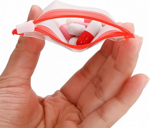 16 PCS Pill Pouch Bags 3 x 3 inch Reusable Zippered Pill Pouch with Slide Lock, 8 Colors Self Sealing Semi Transparent Medicine Bag for Small Item Storage in Saudi Arabia