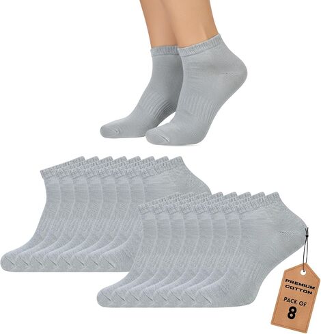 Ankle Socks for Men Pack of 4/8/10 Cotton Blend No Show Cushioned Running Socks Non Slip Low Cut Casual Socks in Saudi Arabia
