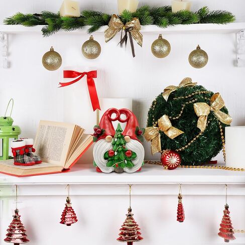 Resin Christmas Gnomes Handmade Xmas Decorations for Home Winter Table Christmas Tree Decor Doll Indoor Office Holiday Gnomes Gift for Mom Women in Saudi Arabia