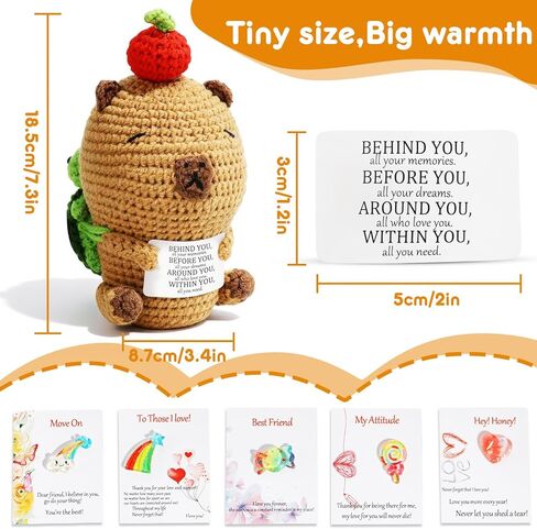 Positive Crochet Capybara Inspirational Gifts - 100% Hand-Crocheted, Stress Relief Gift, 7.3x3.4 Inches Emotional Support Capybara in Kuwait