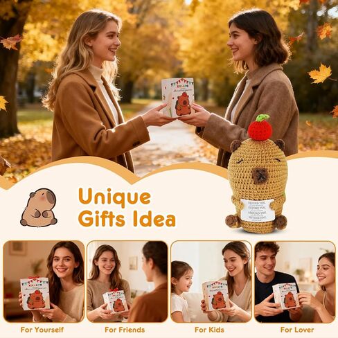 Positive Crochet Capybara Inspirational Gifts - 100% Hand-Crocheted, Stress Relief Gift, 7.3x3.4 Inches Emotional Support Capybara in Kuwait