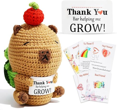 Positive Crochet Capybara Inspirational Gifts - 100% Hand-Crocheted, Stress Relief Gift, 7.3x3.4 Inches Emotional Support Capybara in Kuwait