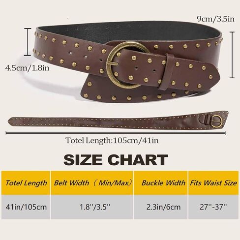 Yalice Women’s Vintage Thick Belt Brown Wide Leather Belts Western Chunky Waist Belt for Dress Jeans in Saudi Arabia