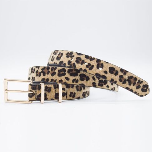 Women's Leopard Belt, Cheetah Print Animal Pattern, Gold Buckle, Fashion Accessory for Jeans Dress in Saudi Arabia