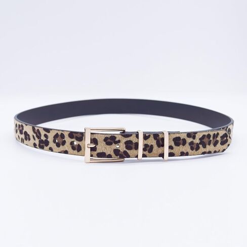 Women's Leopard Belt, Cheetah Print Animal Pattern, Gold Buckle, Fashion Accessory for Jeans Dress in Saudi Arabia
