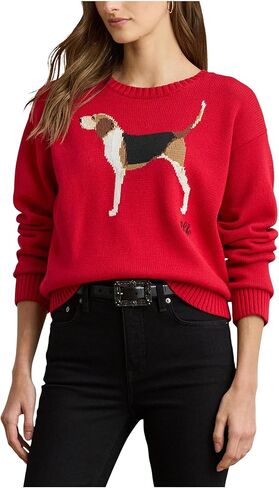 سترة نسائية من Lauren Ralph Lauren مصنوعة من القطن بنسيج Intarsia-Knit Foxhound in Saudi Arabia