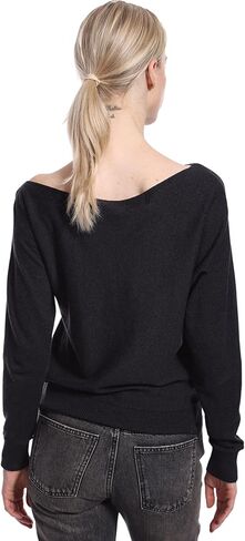 Minnie Rose Womens Long Sleeve Off The Shoulder Cotton Cashmere Pull Over Sweater in Saudi Arabia
