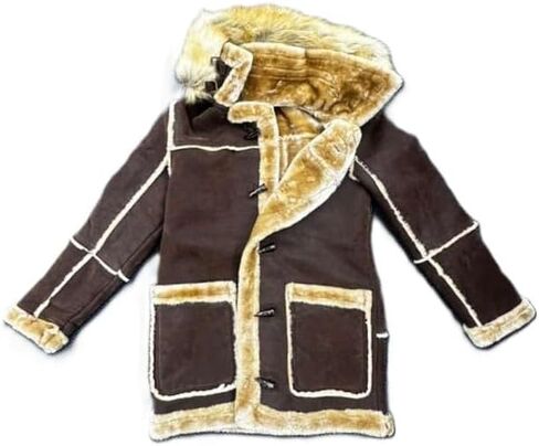 Jordan Craig Denali Shearling Jacket, Brown with Faux Fur Trim, Detachable Hood, Toggle Button Closure, Winter Coat in Saudi Arabia
