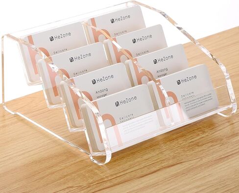 Acrylic Card Holder Clear Horizontal Business Card Organizer Stand for Desk 1 Slots Business Cards Stand for Women and Men in Kuwait