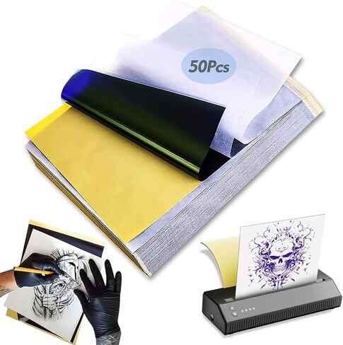 ورقة نقل الوشم Rayyl - 50 ورقة ورقة الاستنسل Precium Paper A4 حجم الورق 4 طيات 8.5 "× 11" ورقة تتبع للمبتدئين أو لوازم الوشم الفنان in Kuwait