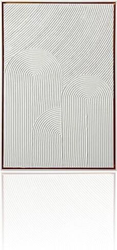 Colleen Karis Framed Abstract Canvas with Modern Arched Design, Ready to Hang, Elegant All White Wall Decor for Home (24x36 Inches) in Saudi Arabia
