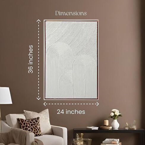 Colleen Karis Framed Abstract Canvas with Modern Arched Design, Ready to Hang, Elegant All White Wall Decor for Home (24x36 Inches) in Saudi Arabia