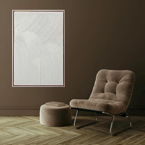 Colleen Karis Framed Abstract Canvas with Modern Arched Design, Ready to Hang, Elegant All White Wall Decor for Home (24x36 Inches) in Saudi Arabia