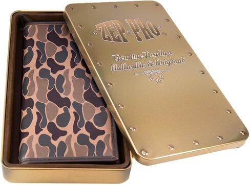 ZEP-PRO Mallard Men's Secretary Old School Camo Leather Wallet – Tall Vertical Design with Emblem, Brown/Tan Camo in Saudi Arabia