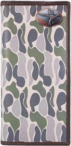 ZEP-PRO Mallard Men's Secretary Old School Camo Leather Wallet – Tall Vertical Design with Emblem, Brown/Tan Camo in Saudi Arabia