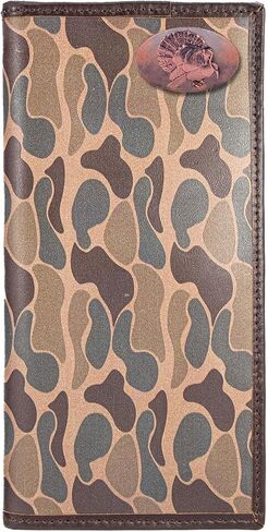 ZEP-PRO Mallard Men's Secretary Old School Camo Leather Wallet – Tall Vertical Design with Emblem, Brown/Tan Camo in Saudi Arabia